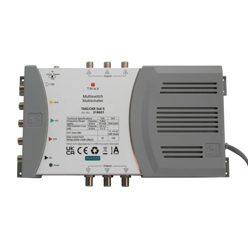 TRIAX TMS 5/6S multiswitch 4 SAT + 1 TER ieeja, 6 izejas