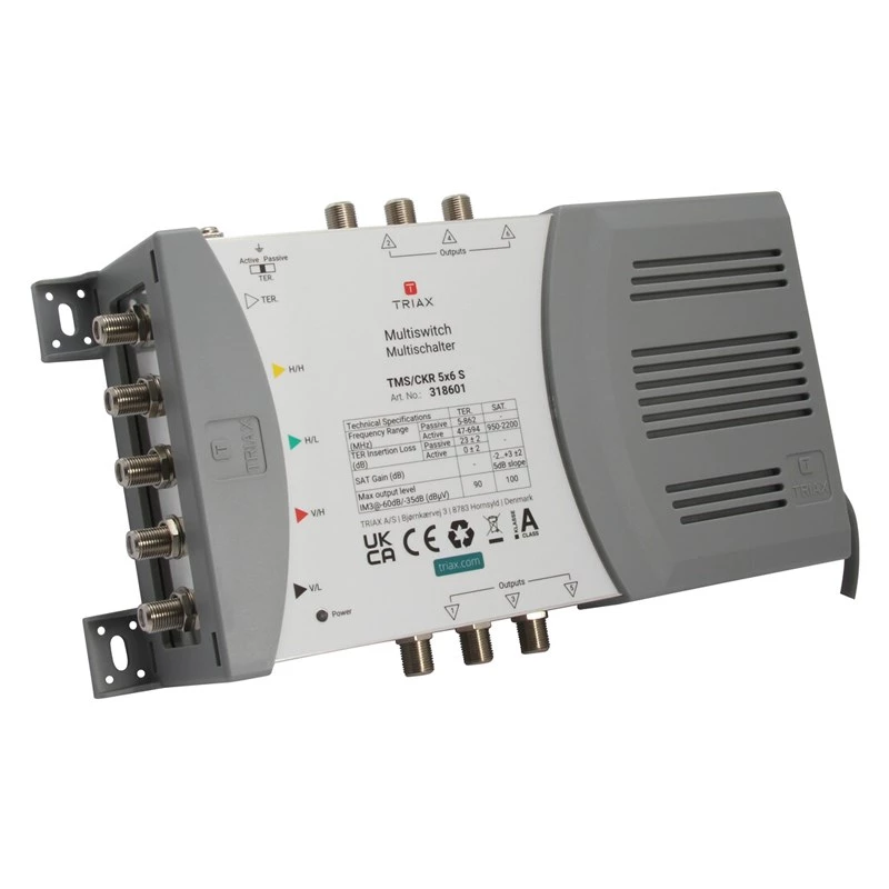 TRIAX TMS 5/6S multiswitch 4 SAT + 1 TER ieeja, 6 izejas
