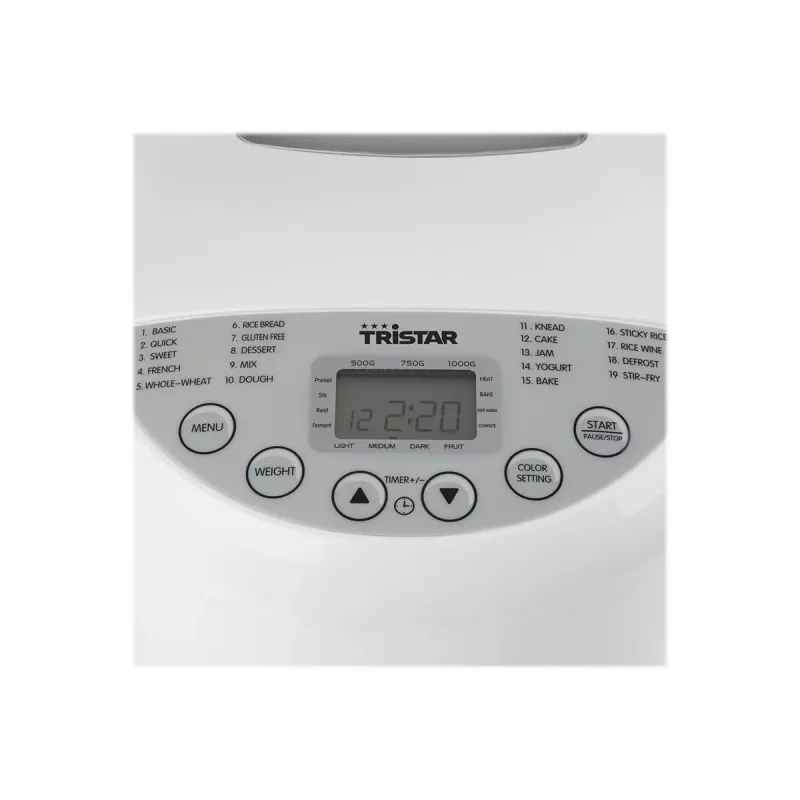 Tristar BM-4586 Maizes cepējs 550W, 19 programmas, 750g-900g, LCD, nepiedegoša panna, melns
