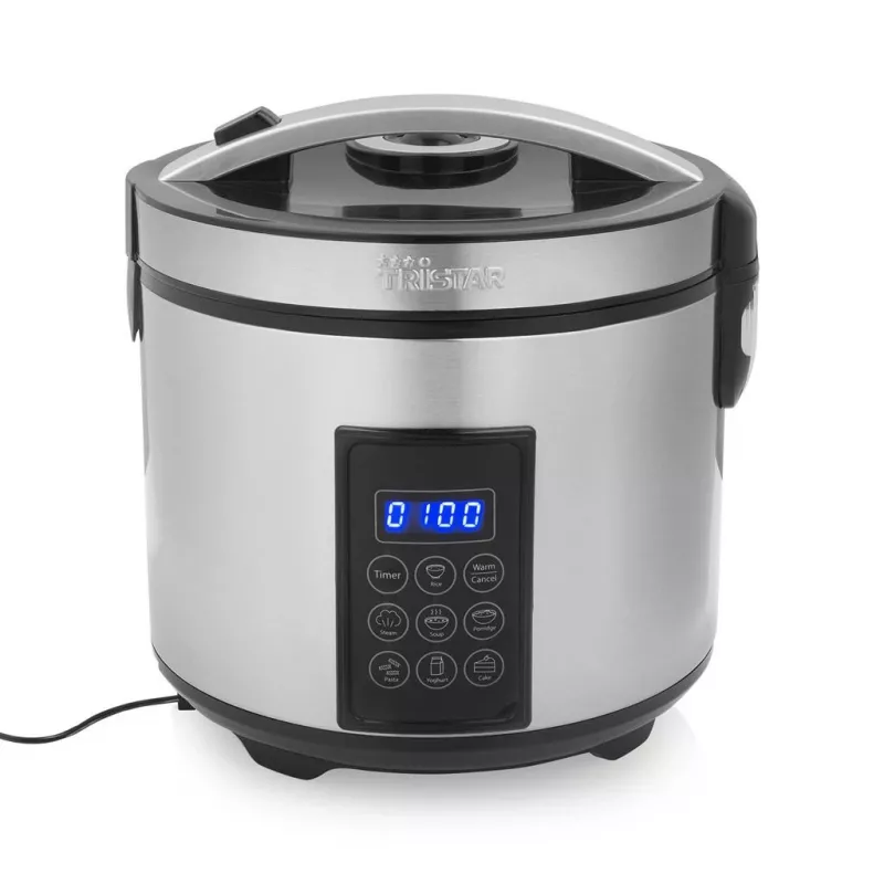 Tristar RK-6138 Digital Rice and Steam Cooker, 1.5 L, 500 W, Stainless Steel and Plastic, Black