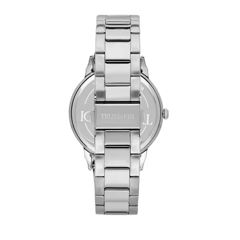 Trussardi vīriešu T-Logo kvarca pulkstenis R2453141009 43mm zils ciparnīca sudraba nerūsējošais tērauds