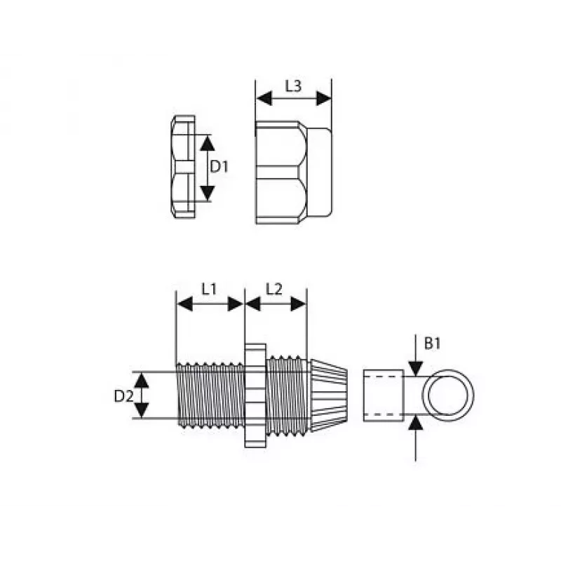 TRYTYT PG-7 gaiši pelēks kabeļu blīvslēgs ar stiepes samazinājumu, IP68, poliamīds, 3-6.5mm