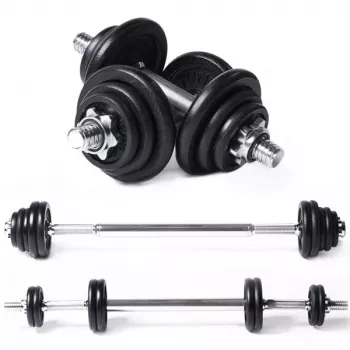 Tunturi Stieņu/Hanteles komplekts 20 kg čuguna ar spinlock stieņiem