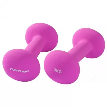 Tunturi Neoprēna hanteles 3 kg (pāris) Violeta – Sešstūra formas pretrullēšanas dizains