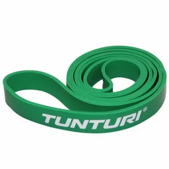 Tunturi Power Band Medium cilpas pretestības gumija (zaļa, 104 x 2,9 cm, dabīgais latekss)