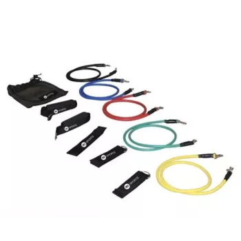 TUNTURI RS Sports Tubing Set Medium - 5 pretestības caurules ar rokturiem, potīšu siksnām, durvju enkuru un somu