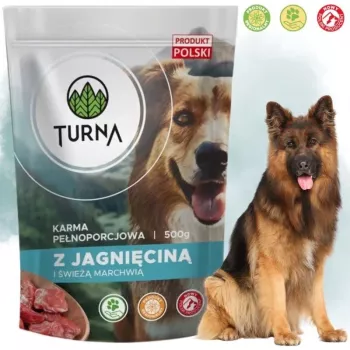 TURNA Mitrā suņu barība ar jēru – 500g bundža