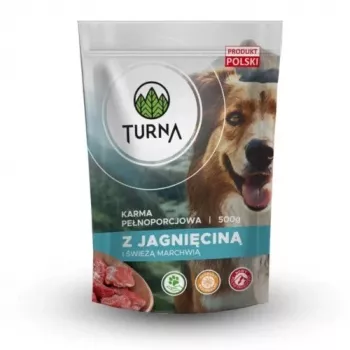 TURNA Mitrā suņu barība ar jēru – 500g bundža