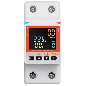 TUYA Smart Energy Meter 2P+N 63A Wi-Fi | Vienfāzes DIN sliedes enerģijas skaitītājs ar lietotnes vadību