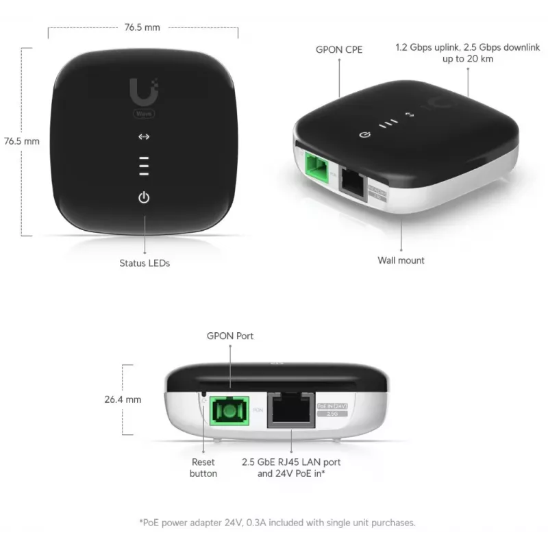 UBIQUITI WAVE-FIBER-ONU-20 GPON ONT 2.5 Gbps līdz 20 km, 20 komplektā