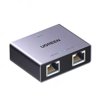 UGREEN 1-to-2 Gigabit Ethernet sadalītājs, 1000Mbps LAN tīkla adapteris, RJ45 vīrietis uz 2 sievietēm, pasīvs, melns