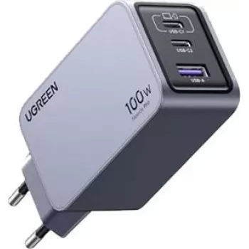 UGREEN 100W GaN Tech Nexode Pro ātrās uzlādes sienas lādētājs, 1x USB-A un 2x USB-C, kosmosa pelēks (15203)