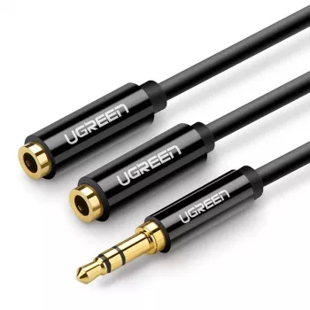 UGREEN 3.5mm austiņu sadalītāja kabelis AUX Y-sadalītājs 25cm Melns (20816)
