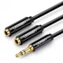 UGREEN 3.5mm austiņu sadalītāja kabelis AUX Y-sadalītājs 25cm Melns (20816)