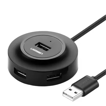UGREEN 4-in-1 USB 2.0 centrmezgls (20777) - Melns