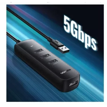 UGREEN 4-in-1 USB Hub 4x USB-A 3.0 PD DC 12V 0.25m Melns (CM416 10915)