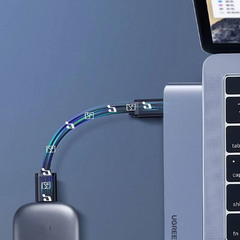 UGREEN 60559 USB-C dokstacija 9-in-1 centrmezgls ar 4K HDMI, 3x USB 3.0, Gigabit Ethernet, SD/MicroSD, 100W PD, sudraba
