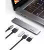 UGREEN 60559 USB-C dokstacija 9-in-1 centrmezgls ar 4K HDMI, 3x USB 3.0, Gigabit Ethernet, SD/MicroSD, 100W PD, sudraba
