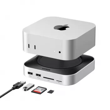 UGREEN 65487 USB-C 11-in-1 Docking Station for Mac Mini M4/M4 Pro with M.2 SSD Enclosure, Space Grey