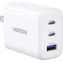 UGREEN 65W USB-C ātrā lādētāja ar USB-A portu - 3 portu sienas lādētājs, PD3.0/QC4.0+, Non-GaN, melns (90496)