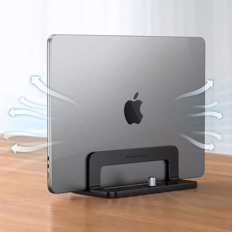 UGREEN Alumīnija vertikālais statīvs MacBook, klēpjdatoram, planšetdatoram (20471 LP258) tumši pelēks