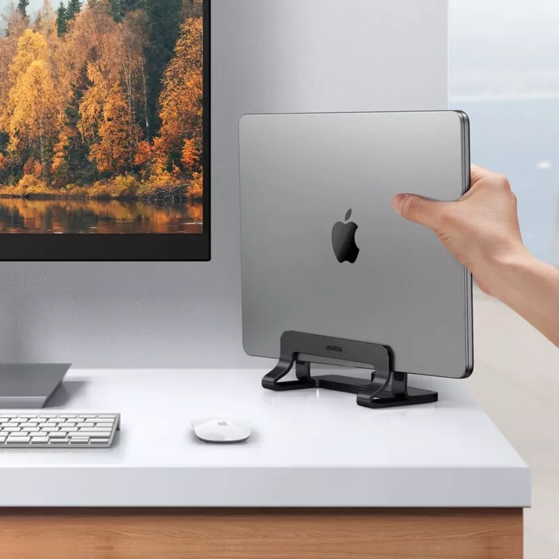 UGREEN Alumīnija vertikālais statīvs MacBook, klēpjdatoram, planšetdatoram (20471 LP258) tumši pelēks