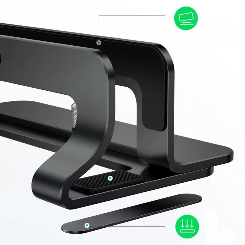 UGREEN Alumīnija vertikālais statīvs MacBook, klēpjdatoram, planšetdatoram (20471 LP258) tumši pelēks