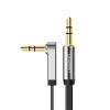 UGREEN AV119 taisnleņķa 3,5 mm plakanais AUX kabelis 2 m - melns/sudrabs