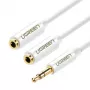 UGREEN AV134 3.5mm Audio Y-Splitter kabelis 20cm Balts