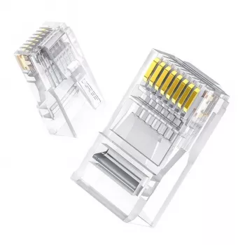 UGREEN Cat6 RJ45 modulārie spraudņi - caurspīdīgi ar zelta kontaktiem (10 gab.)