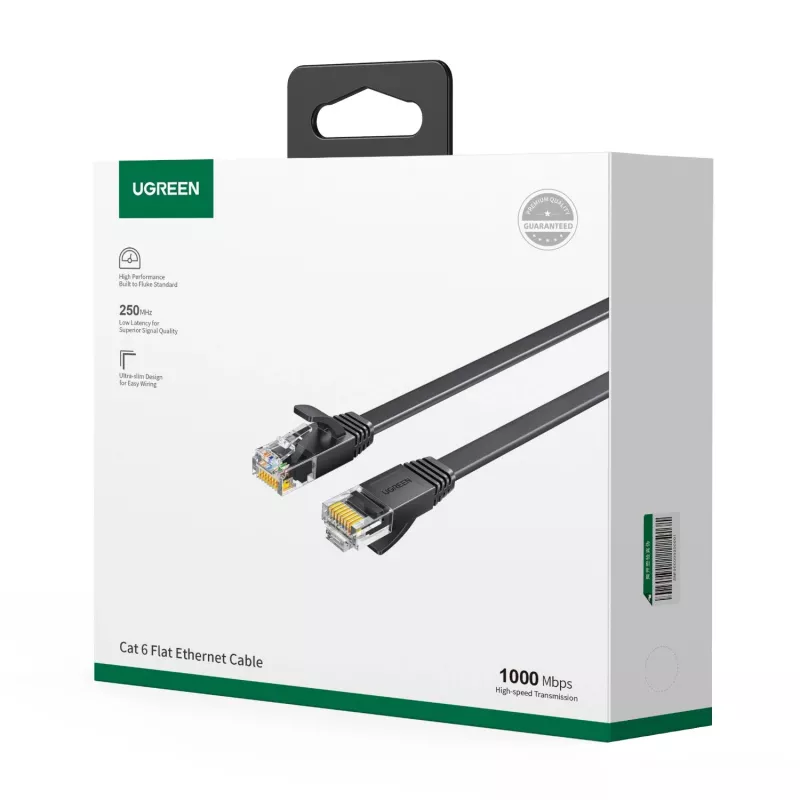 UGREEN Cat6 UTP Ethernet ielāpu kabelis RJ45, 15 m, melns