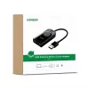 UGREEN CM129 USB-A uz 3,5 mm ārējais stereo skaņas adapteris - melns