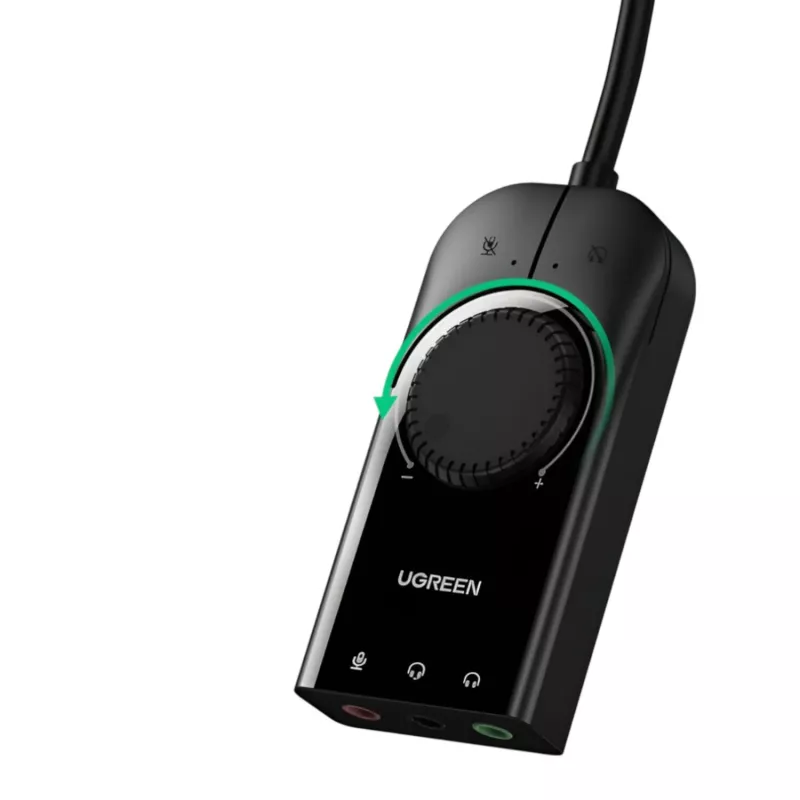 UGREEN CM129 USB-A uz 3,5 mm ārējais stereo skaņas adapteris - melns