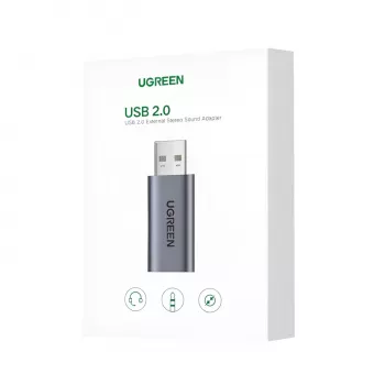UGREEN CM383-80864 USB-A uz 3,5 mm audio ligzdu ārējais skaņas adapteris - Sudraba