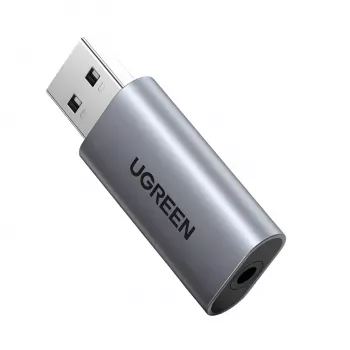 UGREEN CM383-80864 USB-A uz 3,5 mm audio ligzdu ārējais skaņas adapteris - Sudraba
