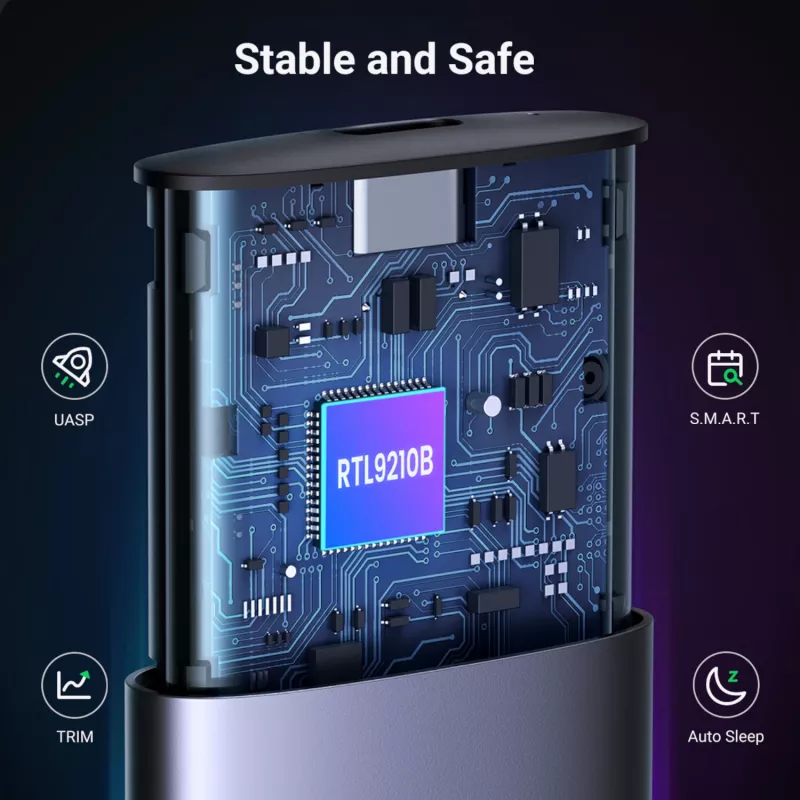 UGREEN CM400-90264 M.2 NVMe/SATA SSD korpuss 10Gbps USB-C 3.2 Gen 2 bez instrumentiem, alumīnija, sudraba