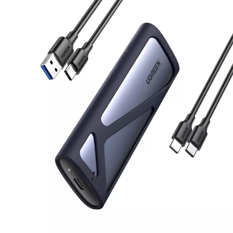 UGREEN CM400-90264 M.2 NVMe/SATA SSD korpuss 10Gbps USB-C 3.2 Gen 2 bez instrumentiem, alumīnija, sudraba