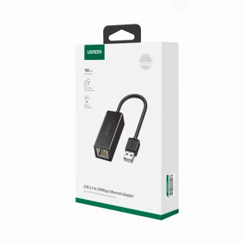 UGREEN CR110 USB 2.0 uz RJ45 Ethernet adapteris - Melns
