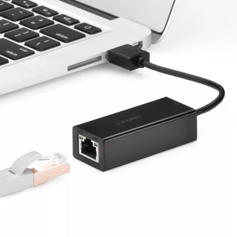 UGREEN CR110 USB 2.0 uz RJ45 Ethernet adapteris - Melns