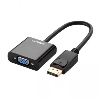 UGREEN DisplayPort vīriešu uz VGA sieviešu pārveidotājs, aktīvs adapteris, Full HD 1080p, zeltīts, melns