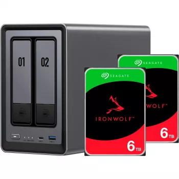 UGREEN DXP2800+ 2x Seagate IronWolf HDD komplekts - 2 vietu NAS ar Intel Celeron N5105, 8 GB DDR4, 2x 2.5GbE, 2x 4TB HDD iekļauti