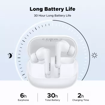 UGREEN EchoBuds Magic bezvadu austiņas ar aktīvo trokšņu slāpēšanu, Bluetooth 5.2, IPX5 ūdensizturība – balta