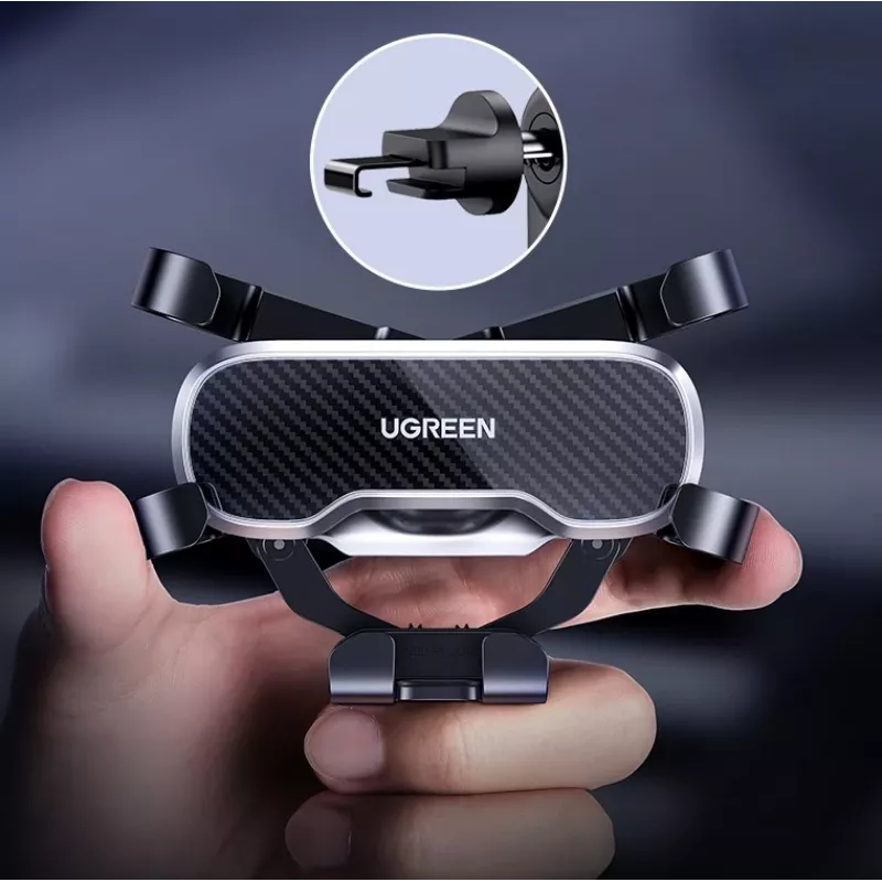 UGREEN Gravity automašīnas telefona turētājs paneļa un vējstikla stiprinājumam, universāla viedtālruņa šūpulis ar spēcīgu piesūcekni, 360° rotācija, teleskopiska roka, viena pogas atbrīvošana, melns