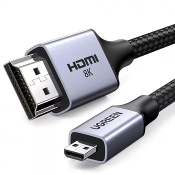 UGREEN HD164 Micro HDMI uz HDMI 2.1 kabelis 8K 1m Pelēks