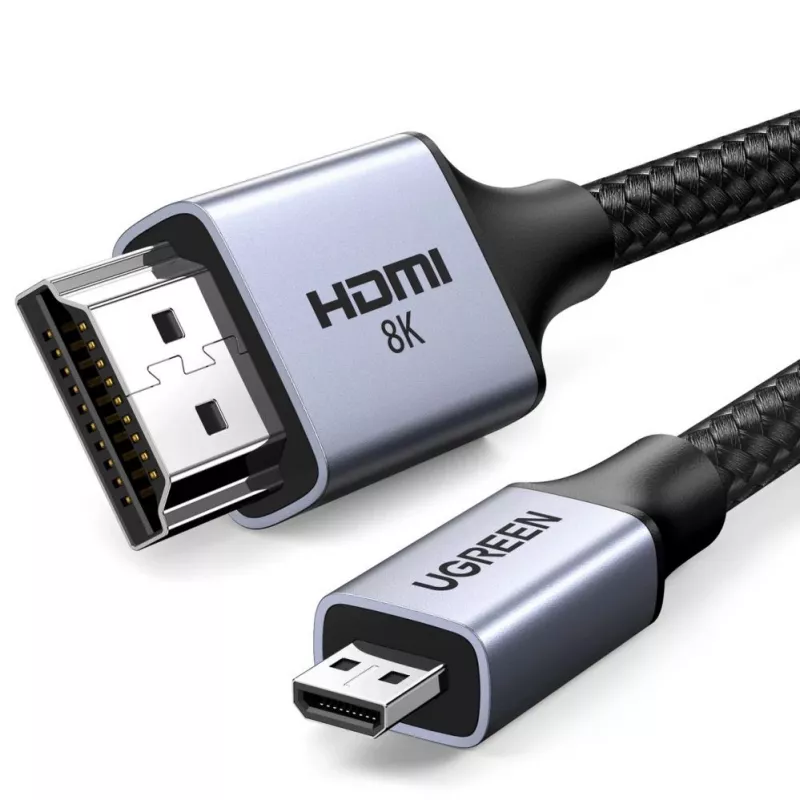 UGREEN HD164 Micro HDMI uz HDMI 2.1 kabelis 8K 1m Pelēks