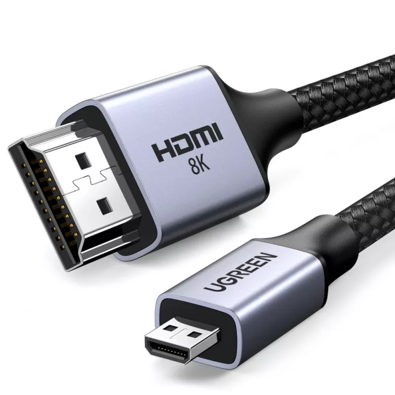 UGREEN HD164 Micro HDMI uz HDMI 2.1 kabelis 8K 2m Pelēks
