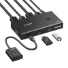 UGREEN HDMI 2.0 KVM slēdzis 2-in-1 Out, 2 datori 1 monitors, 4K@60Hz, 3 portu USB 2.0 centrmezgls, pogas un karsto taustiņu pārslēgšana, alumīnija sakausējums, HDCP 2.2, HDR10