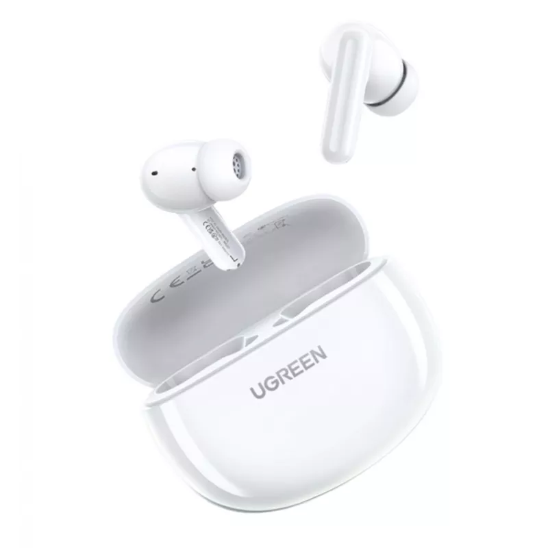 UGREEN HiTune P3 iekšējās bezvadu austiņas ar hibrīdo ANC, 35dB trokšņu slāpēšanu, 4-mikrofonu ENC, 30H akumulatoru, IPX5, Bluetooth 5.2, zemu latentumu, baltas