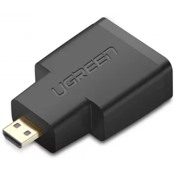 UGREEN Micro HDMI vīriešu uz HDMI sieviešu adapteris – 4K@60Hz, zeltīts, melns