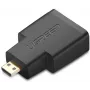 UGREEN Micro HDMI vīriešu uz HDMI sieviešu adapteris – 4K@60Hz, zeltīts, melns